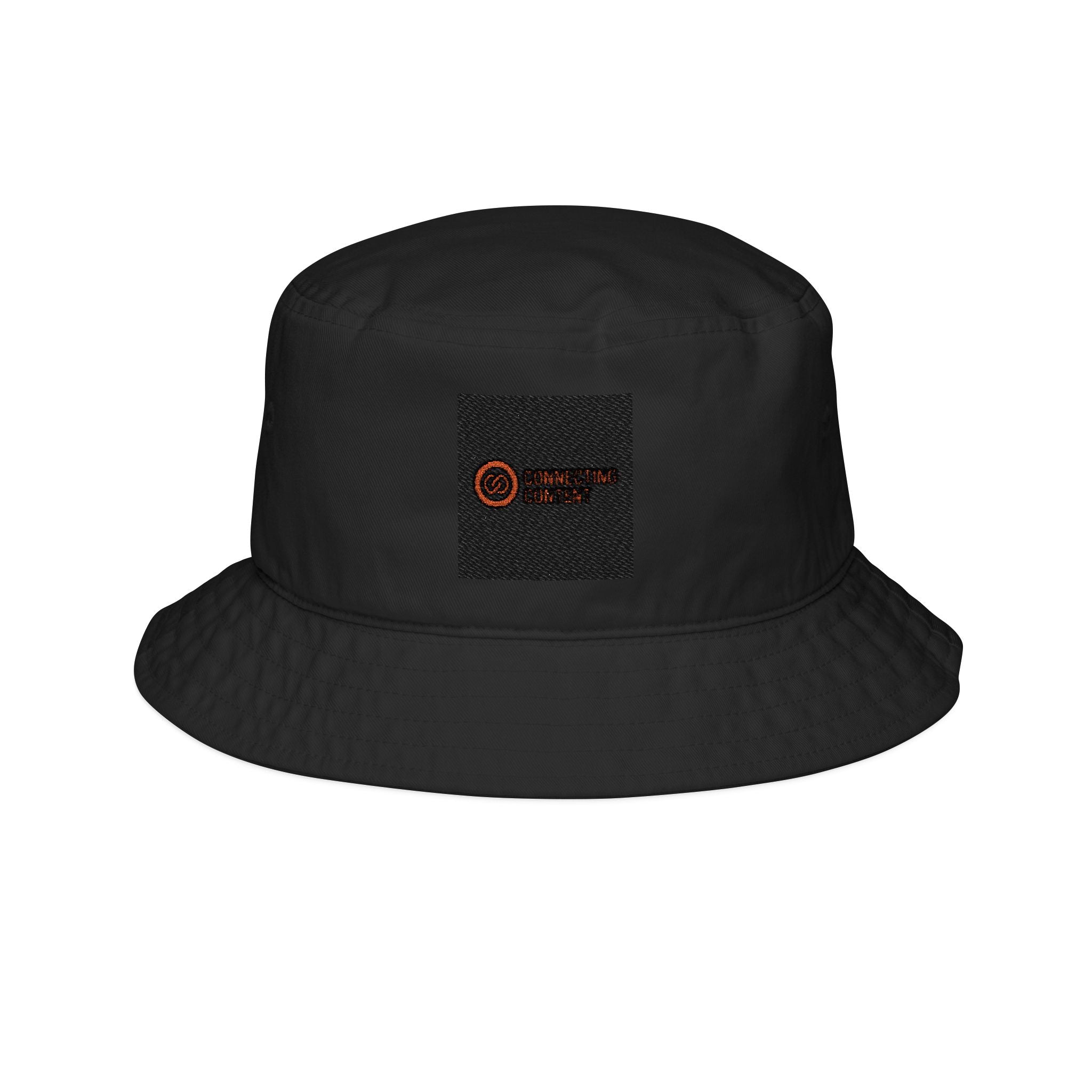 Black Embroidered Bucket Hat — Subtle Glitch Logo Streetwear
